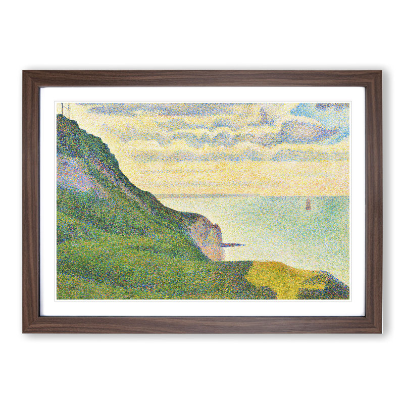 Seascape at Port-en-Bessin by Georges Seurat - Picture Frame Painting, Walnut Framed, 36cm H x 48cm W x 2cm D