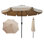 Parasol d'extérieur 10 pi avec rabat, inclinaison de 8 nervures, manivelle facile, gris / anthracite, mât de 38 mm, auvent isolant et protégé, 8 nervures résistantes, inclinaison et -