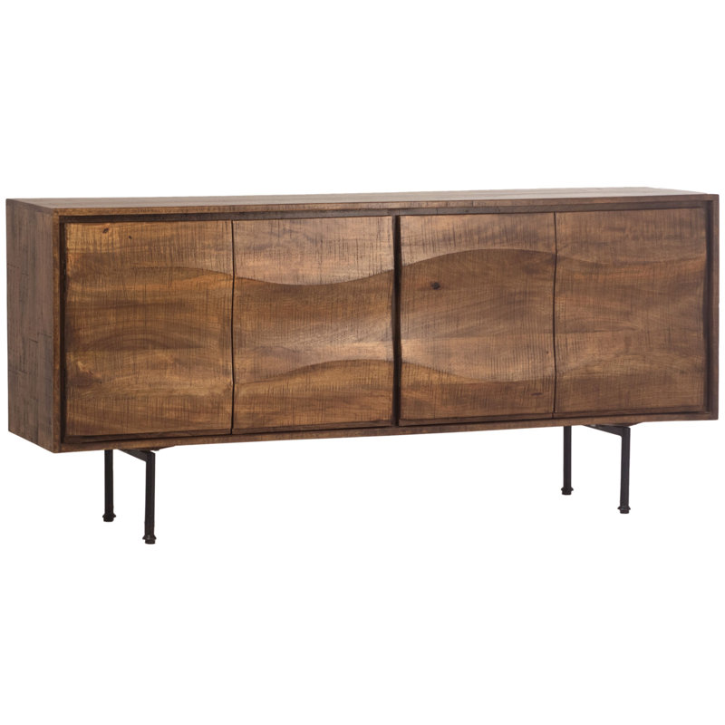 Judson 75" Mango Wood Sideboard w/ Iron Base, Medium Brown