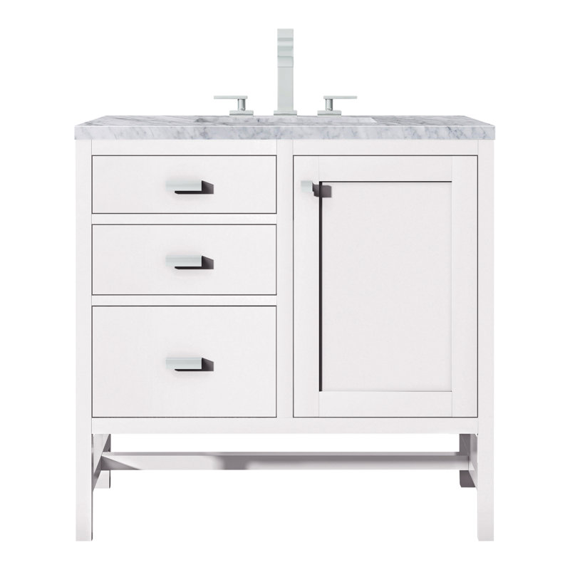 Addison 36'' W Vanity, Carrara White, 8" Widespread, Glossy White