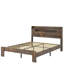 Très grande base de lit très grand brun foncé avec tête de lit avec rangement à DEL et 2 places, expérience sonore, pas de sommier tapissier, installation simple, grande plateforme sous bois éclairée, fonction silencieuse, assemblage facile