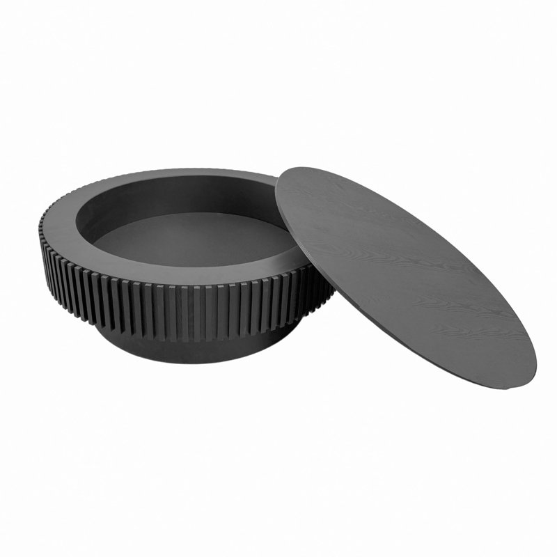 Table basse avec rangement Timeshia, Noir, H 14 po x l 31,5 po x P 31,5 po
