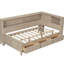 Lit de jour simple en bois avec tablettes et 3 tiroirs, blanc antique, fabrication solide, sans sommier blanc multi bois, nécessaire-2007786872