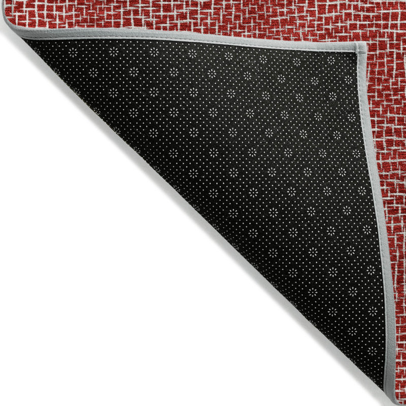Addison Red 3' x 5' Synthetic Washable Rectangular Rug