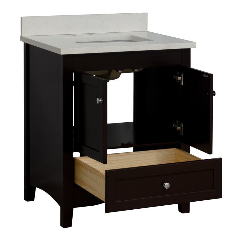 Ensemble de meuble-lavabo simple 30 po Edber, Chocolat, Quartz