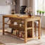 Îlot de cuisine en bois massif de 150 cm avec 2 tablettes de rangement ouvertes, table de préparation autoportante de style campagnard à hauteur du comptoir-1422505242
