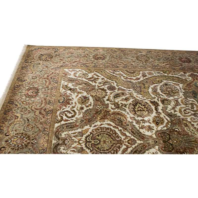 Tapis ivoire et chameau noué à la main de haute qualité