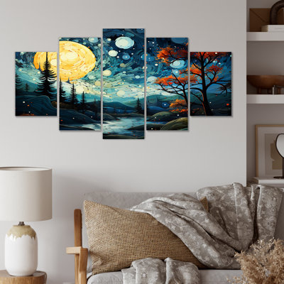 «Dreamy Mountain Scenery At Night III - Winter Landscape Multipanel», art mural