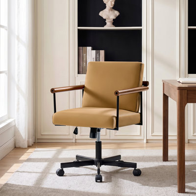 Chaise de bureau pivotante et inclinable en cuir synthétique Avelina Rafael
