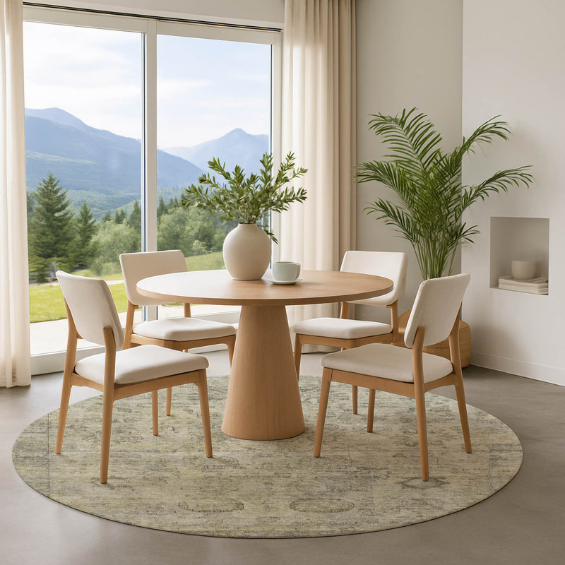 Premium Machine Washable Verlin AMF1769 Border Rug, Round 8'