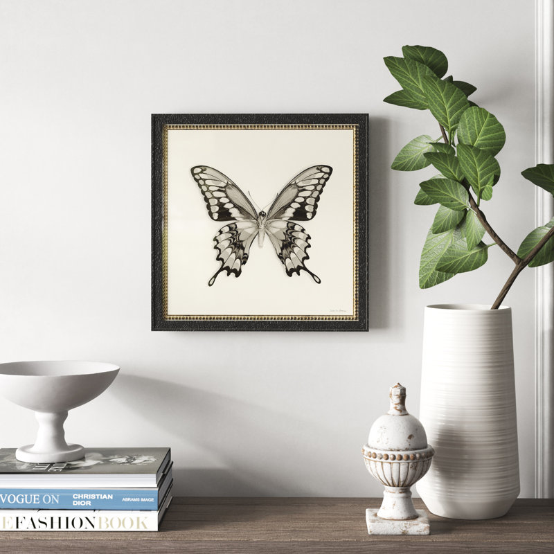 «Butterfly VI BW», reproduction d'art graphique sur papier encadré