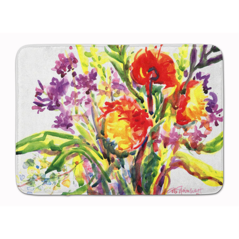 Tapis pour salle de bain en mousse à mémoire de fleurs