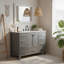 Meuble-lavabo sur pied 48 po, meuble-lavabo autoportant avec comptoir, armoire de rangement en bois massif gris