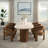Oval Dining Table, Travertine Top & Dark Oak