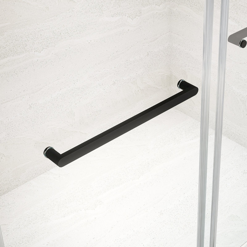 56"-60" W X 75" H Modern Frameless Double Sliding Shower Door, 8 Mm Tempered Glass, Matte Black
