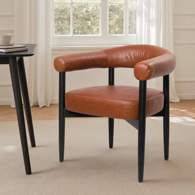 Upholstered Dining Chair Barrel Armchair With Wood Frame Side Chair