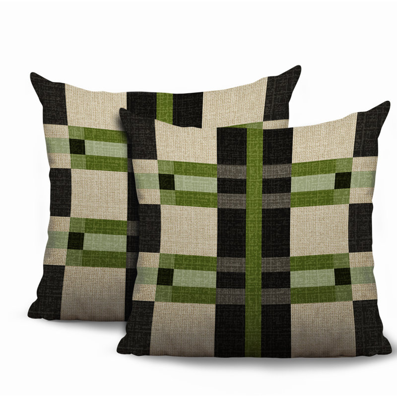Coussin intérieur / extérieur réversible 2 pièces Joey, Vert, 18 x 18