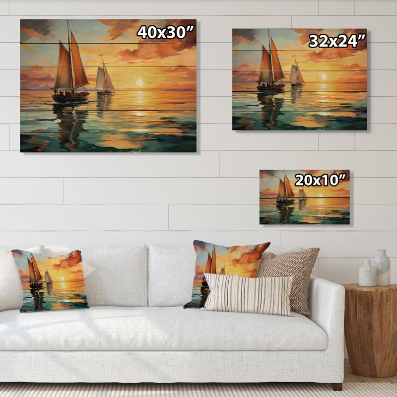 Minimalisme, voilier, rythme, sur bois, H 24 po x l 32 po x P 0,78 po