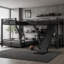Lit superposé simple au-dessus de L en forme de L avec lit mezzanine simple, lit superposé triple en métal avec glissade et ports USB-1704031587