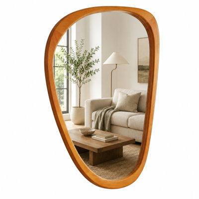 Irregular Accent Solid Wood Wall Mirror