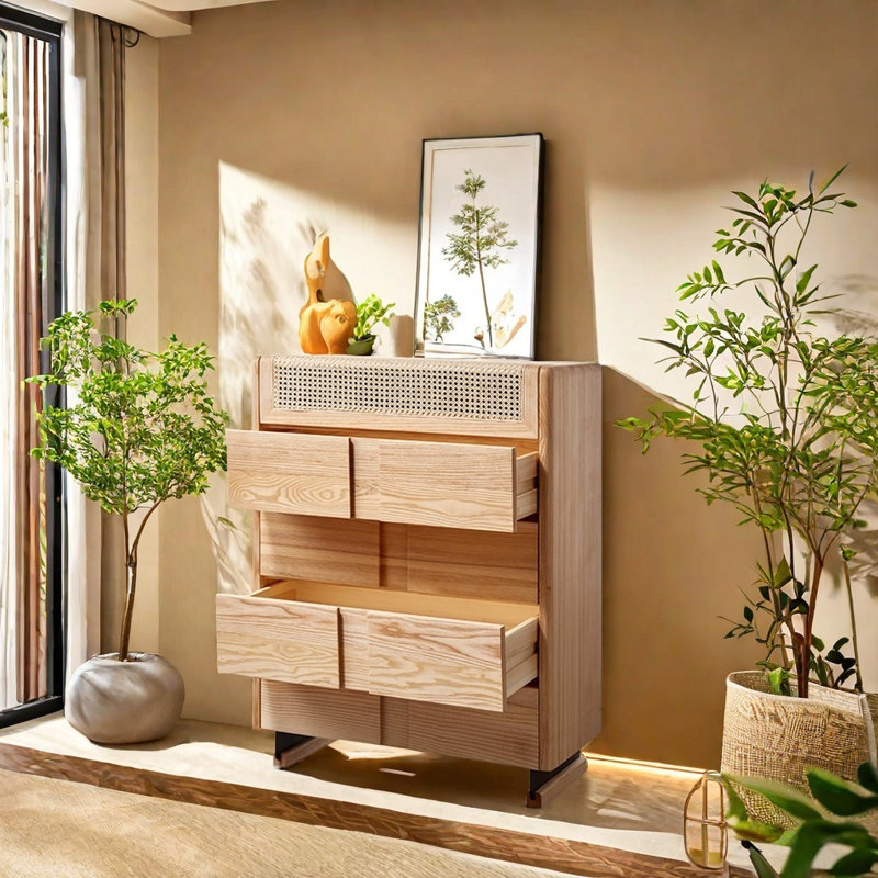 Warm Log Style Accent Cabinet