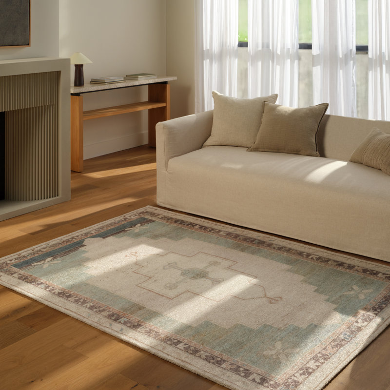 Tapis crème et bleu clair Enigma CSN03, Rectangle 8 pi 6 po x 11 pi 6 po