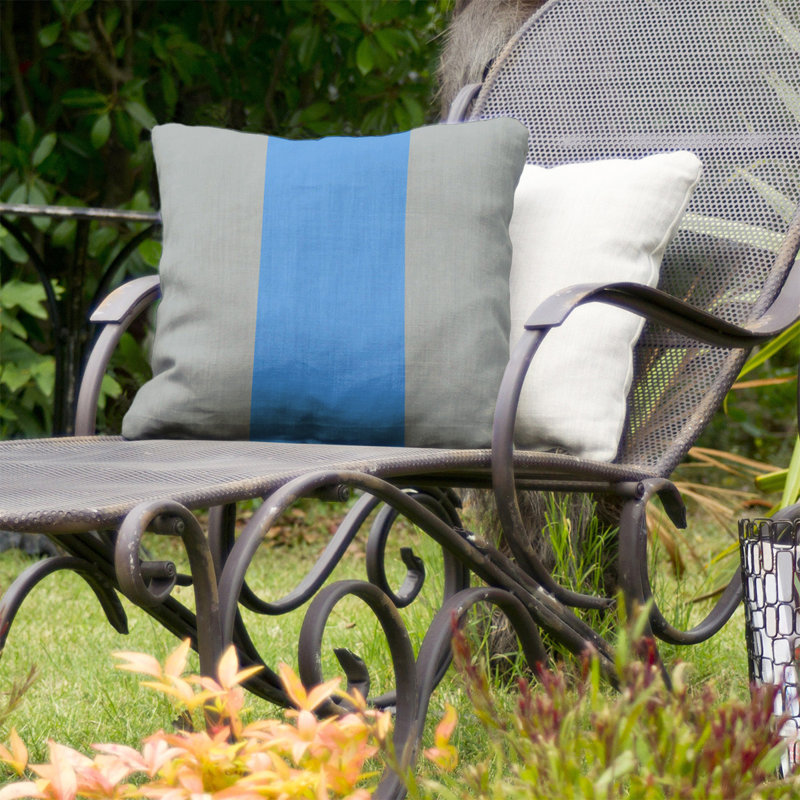 Coussin décoratif d'intérieur/d'extérieur, 20 po x 20 po, Gris / Bleu
