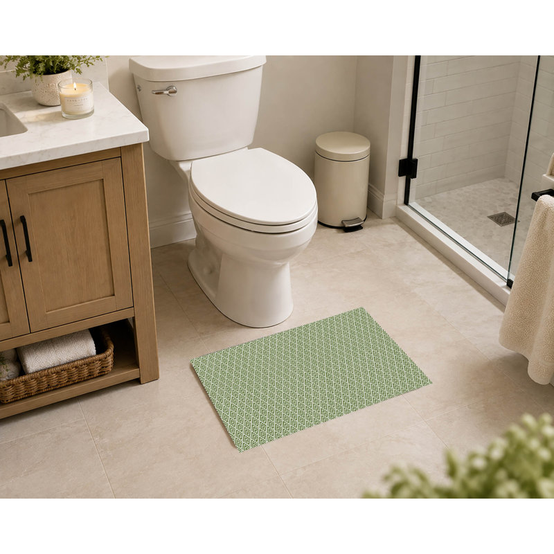 Tapis de toilette rectangulaire antidérapant à chevrons, L 24 po x L 17 po, Vert olive