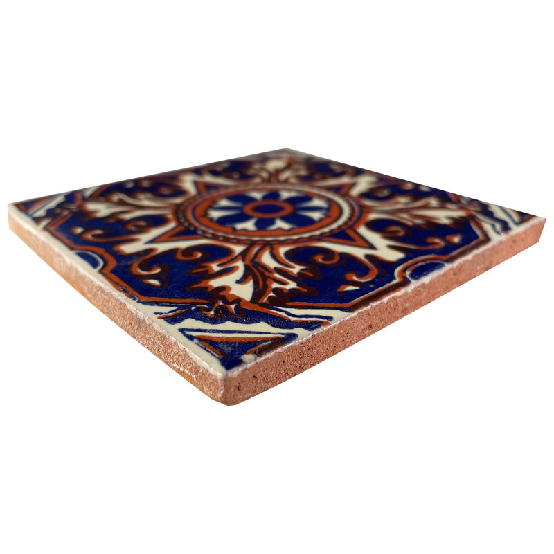 4.2" x 4.2" 9pcs TalaMex Romalio Mexican Clay Tile Handmade Talavera Backsplash Mosaic