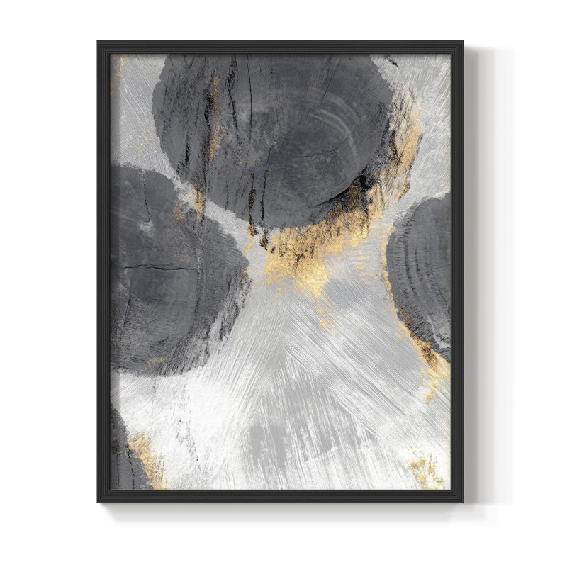 Abstrait, imprimé encadré - prêt à accrocher -, H 20 po x l 16 po, Noir
