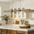 1- Light Kitchen Island Modern Linear LED Pendant with Wood Accents