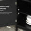 Buffet noir armoire multifonctionnelle avec espace ouvert et tablette moderne à 2 niveaux
