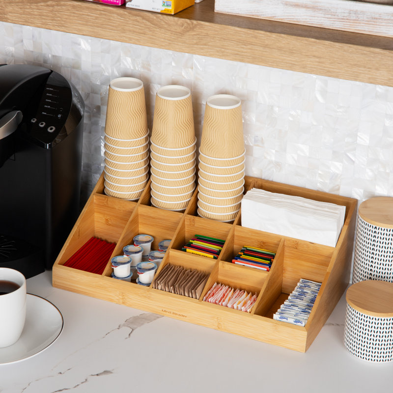 Mind Reader Cup and Condiment Station, Countertop Org, Coffee Bar, Rayon from Bamboo Cup, 18.125"L x 9.5"W x 6.5"H