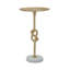 Table d'appoint dorée 13,8 x 13,8 x 24 po avec nœuds en corde et base en marbre blanc