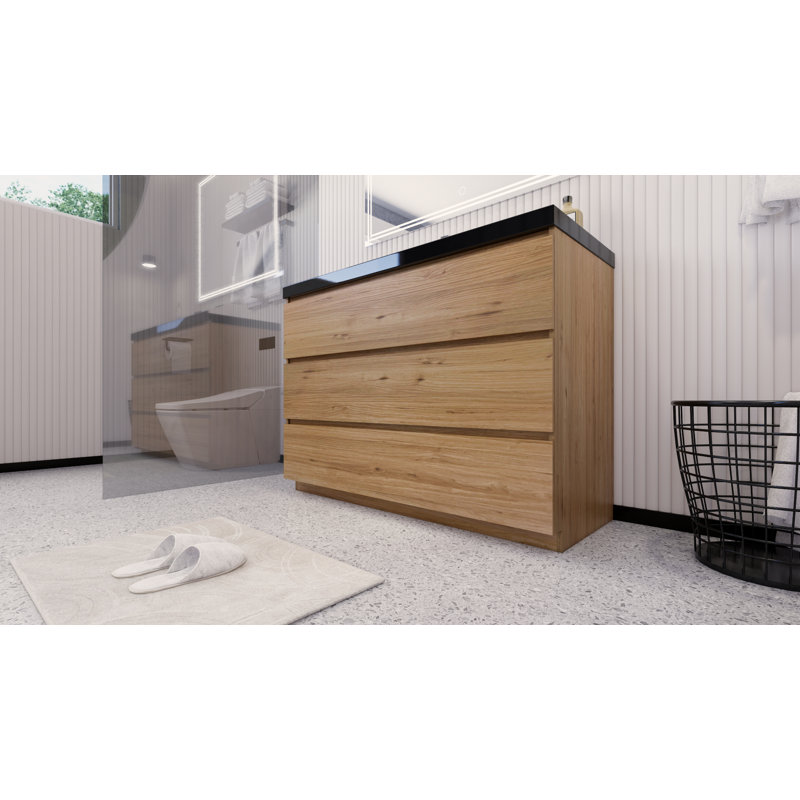 Reyes 47'' Single Bathroom Vanity Base Only, Natural Oak