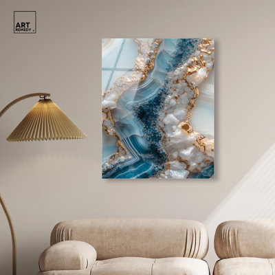 Lapis River Acrylic Teal Abstract Art by Art Remedy, Ready to Hang