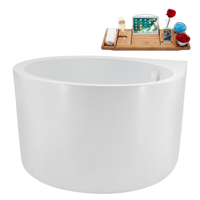 47" Streamline Soaking Freestanding Tub and Tray With Drain
