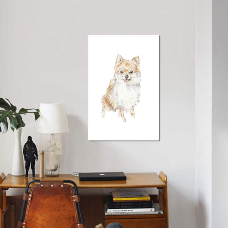 «Pomeranian», reproduction sur toile, H 40 po x l 26 po x P 1,5 po, Pas de tapis, Toile tendue