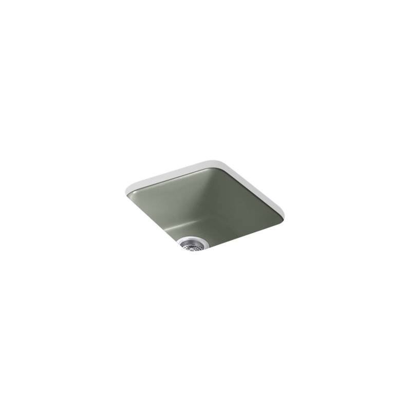 IronTones 17" L x 18-3/4" W x 8-1/4" Top-Mount/Under-Mount Single-Bowl Kitchen Sink, Aspen Green