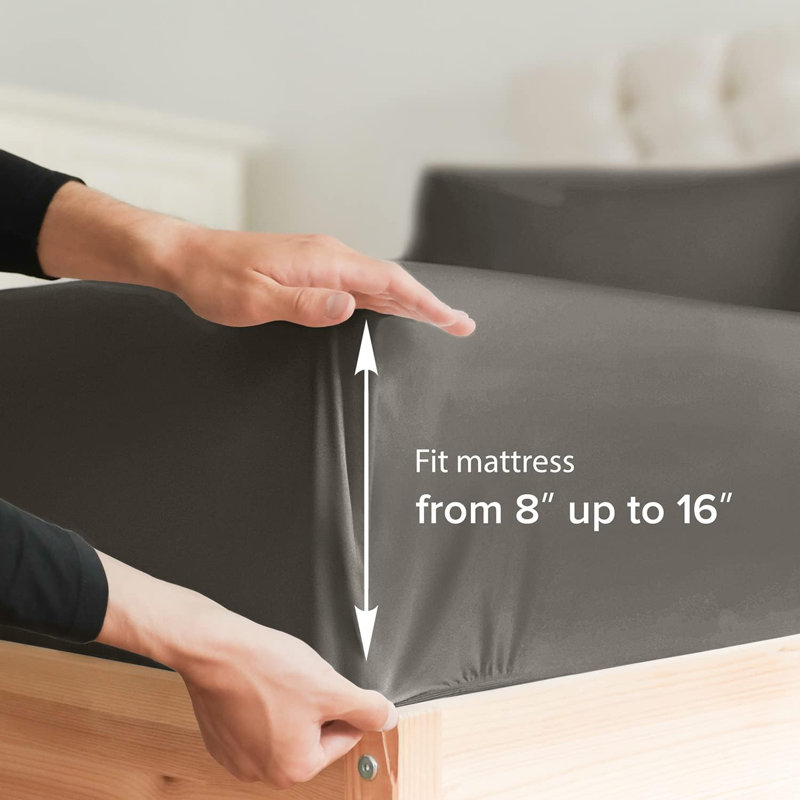 100% Cotton Fitted Sheet Only, 400 Thread Count Hotel Luxury Bedding, Soft & Breathable, Deep Pocket 8–16 Inch Mattress Fit