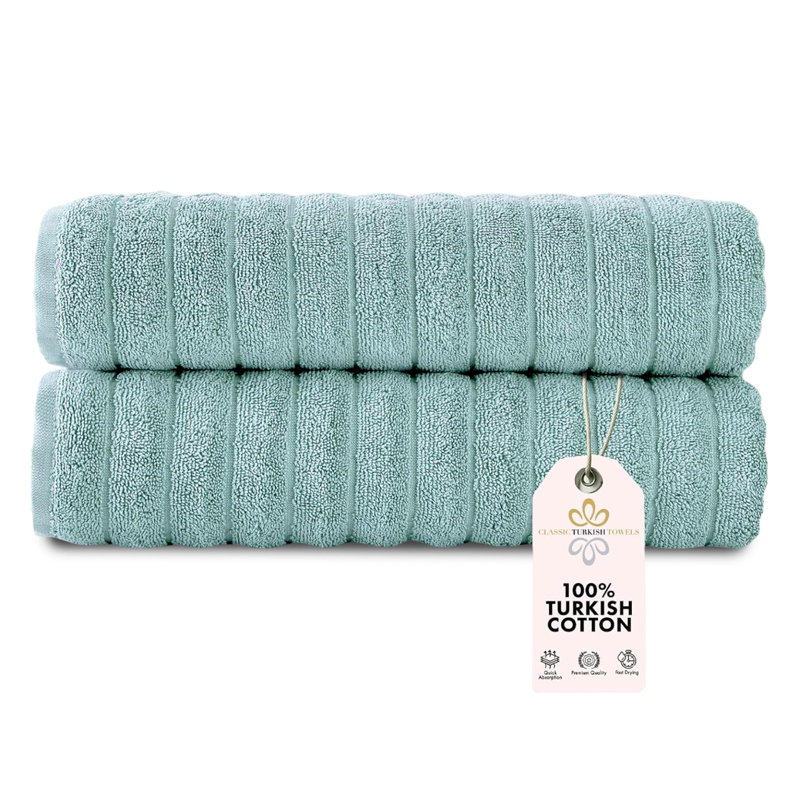 Hamrick 100% Cotton Plush Ribbed Bath Towel, Teal