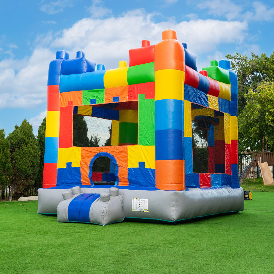 HeroKiddo Block Party 12.5' x 13' Bounce House with Air Blower HeroKiddo