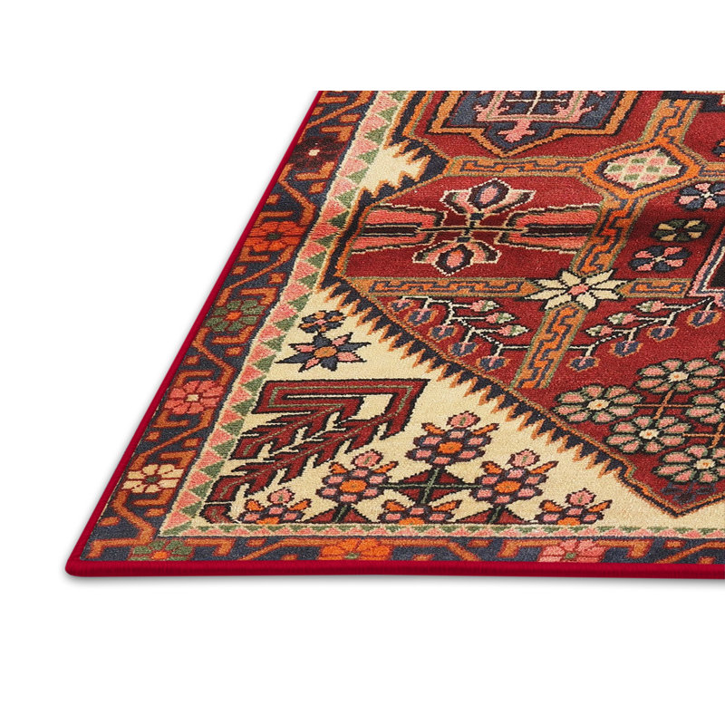 Laine tissée à la machine de style oriental/polyester beige/noir/orange Tapis décoratif, Rectangle 5 pi x 7 pi