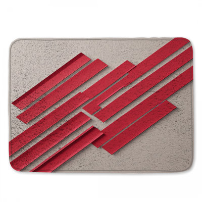 Red Geometric Lines Bath Mat
