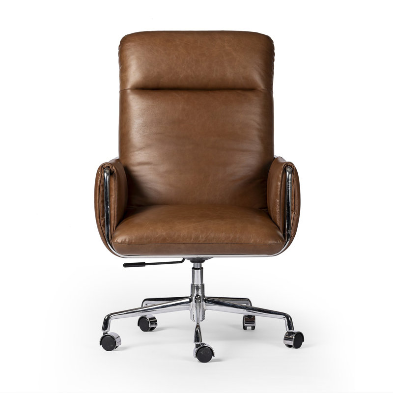 Sherman Leather Swivel Office Chair, Chestnut