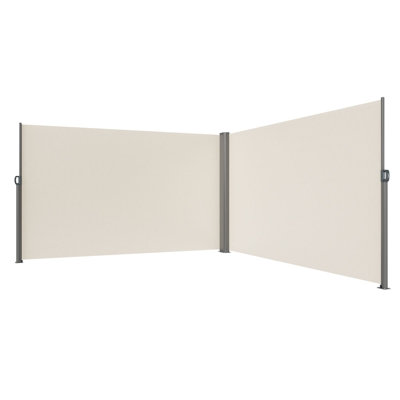 Retractable Side Awning, 71 x 236 in, 280g Polyester Fabric, 1-Piece, Privacy Screen, Beige, Water-Proof & UV Protection