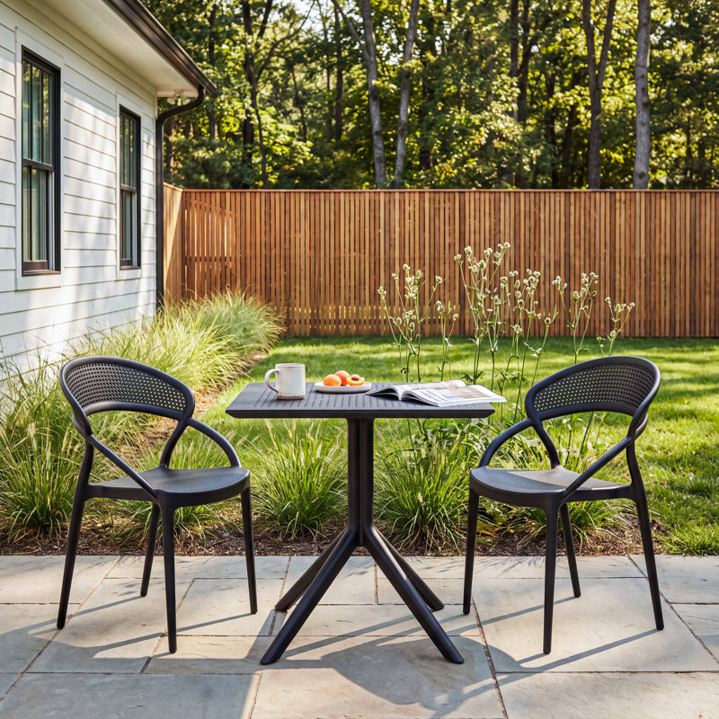 Farrah Patio 3 Piece Bistro Set, Black
