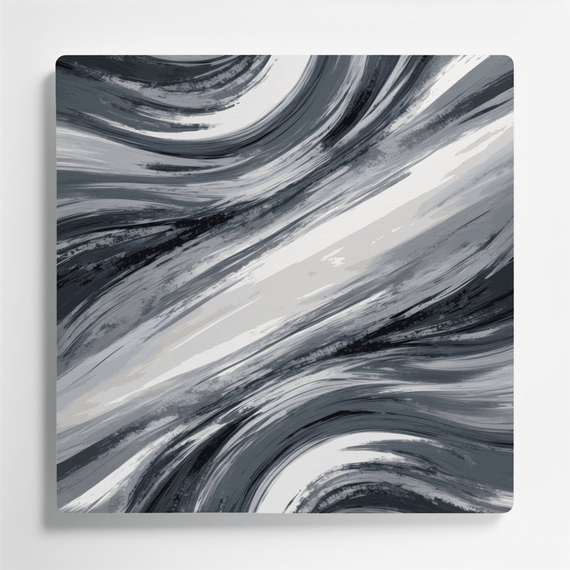 Abstrait paysage 87, art mural en métal noir, H 12 po x l 12 po