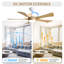 Ventilateur de plafond moderne de 52 pouces avec lumière DEL 22W et 5 pales ABS télécommandées pour le salon