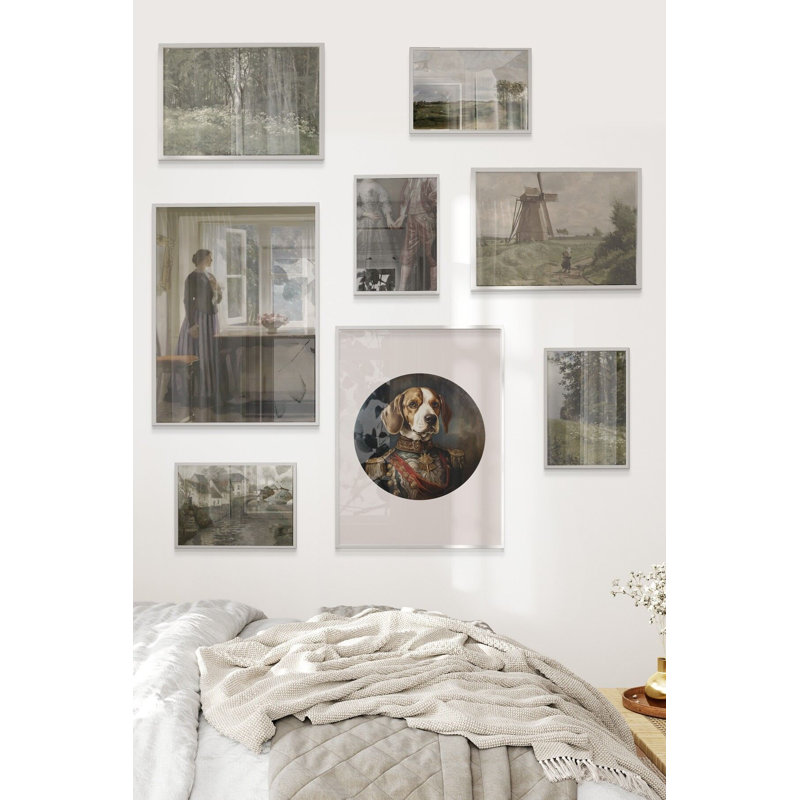 Peinture décorative encadrée (8 pièces), Blanc